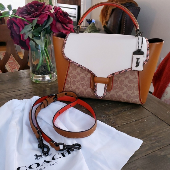 LAST CHANCE❗RARE Coach Courier Colorblock Genuine Snakeskin Crossbody - Picture 2 of 16